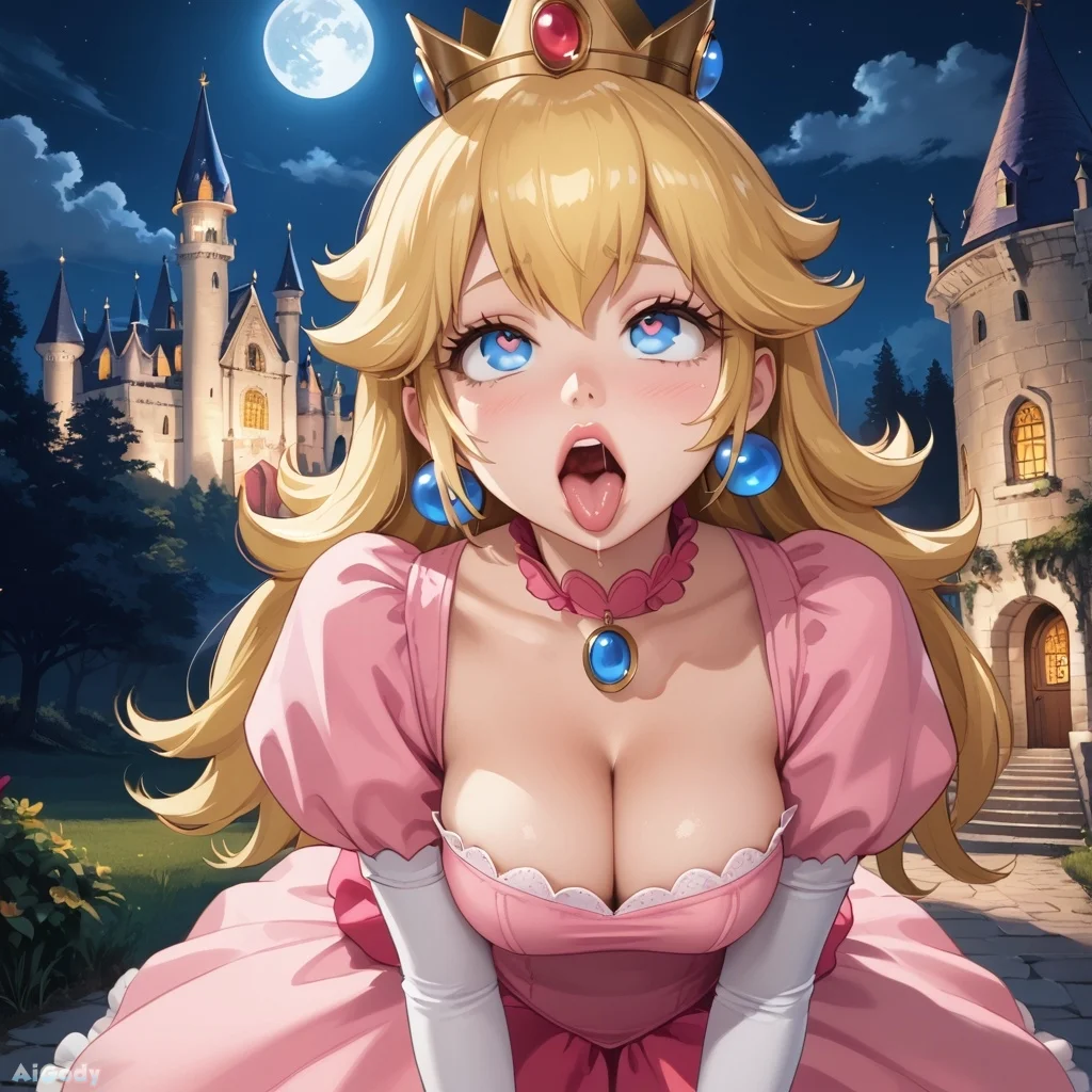 Princess Peach loves to take cum on her tongue (Ahegao)