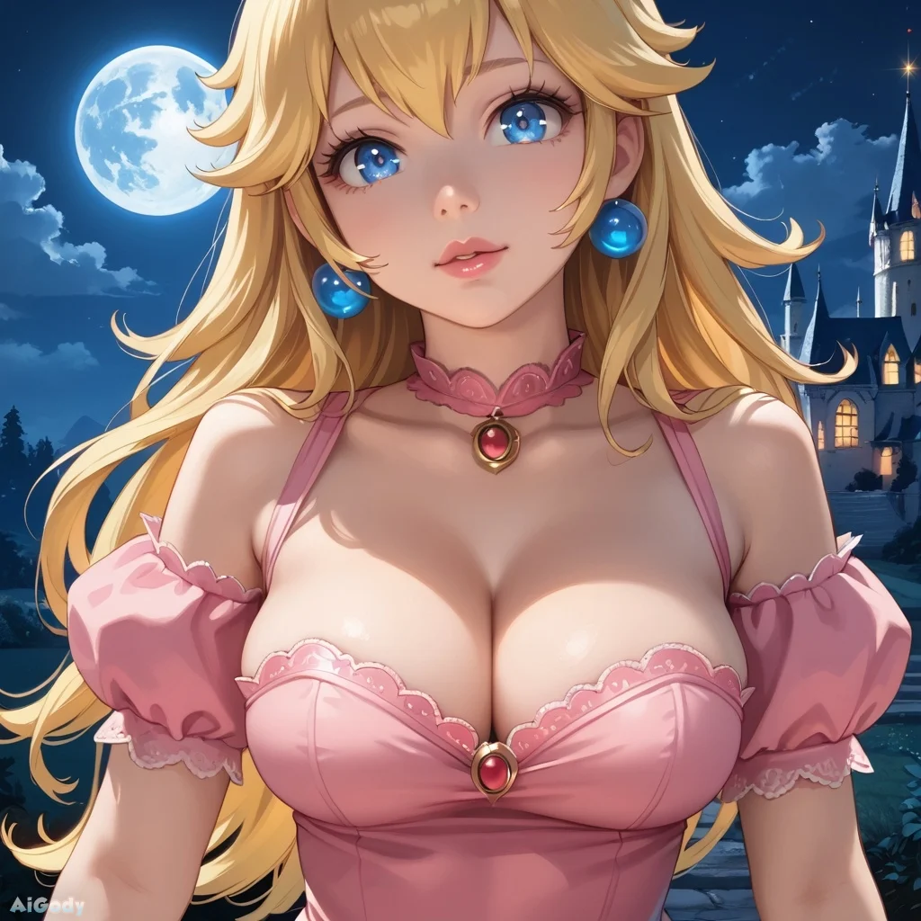 Sexy boobs of Princess Peach close up