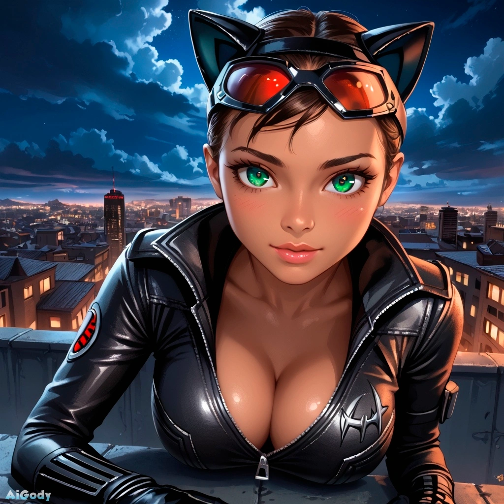 Selina Kyle flashes her perky boobs